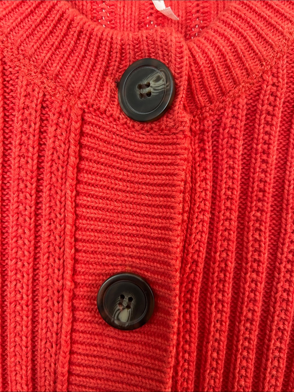 Free People Bright Orange Ribbed Button-Up Cropped Cardigan - Picture 3 of 6